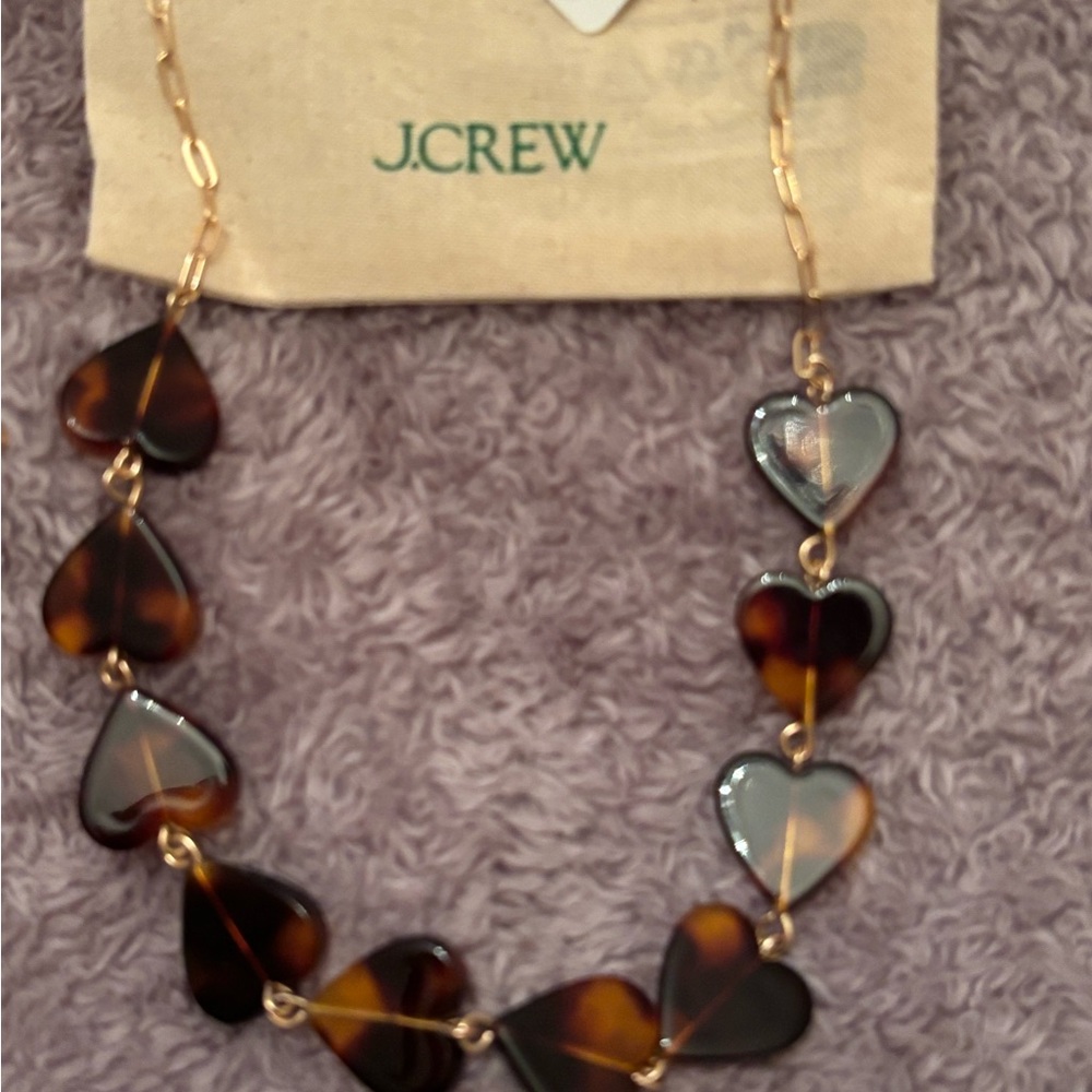 J.Crew Tortoiseshell Heart Necklace with Gold Chain. New with tags. NWT